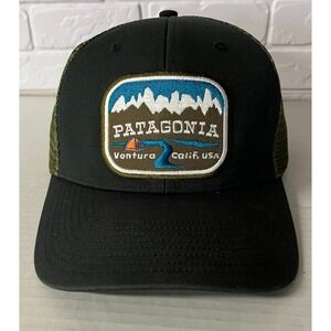 Patagonia Trucker Hat Mens OSFA Black Green Ventura California Patch
